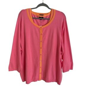 NWT Talbots Plus size 3X Pink Sweater Cardigan Twin Set tank Top Cotton Knit New